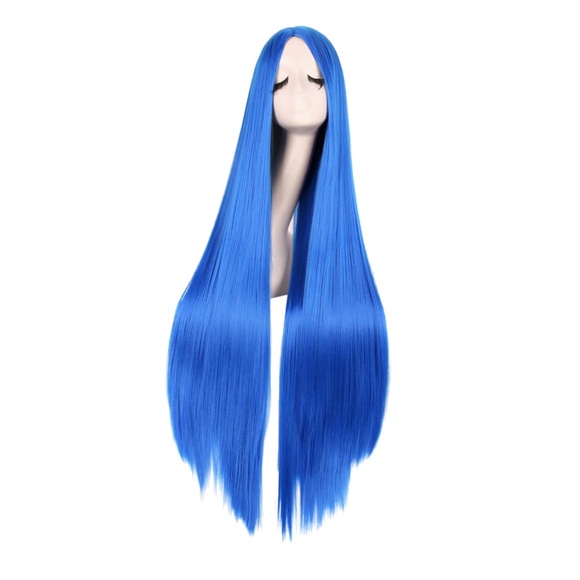 Other - 40" Long Bright Blue Straight Cosplay Wig, Anime Costume Party Hair for Women